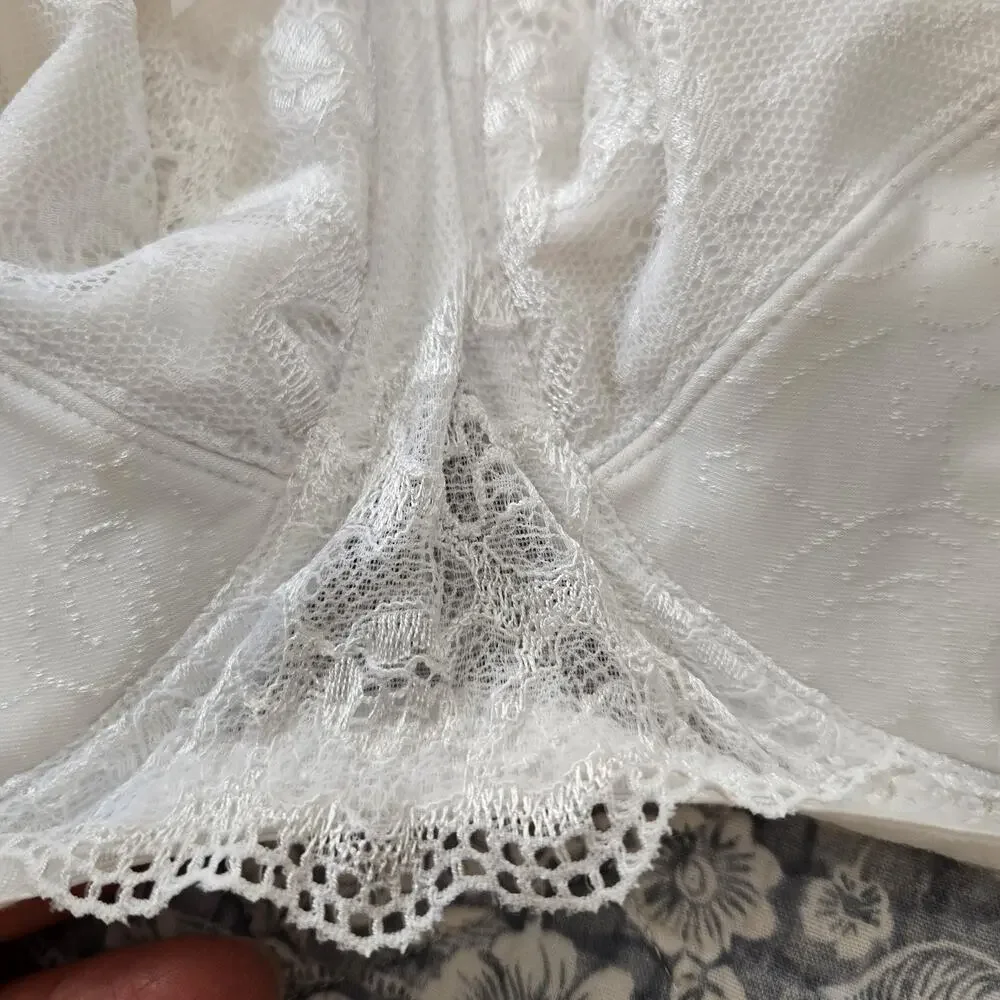 Amoena Amanda 42DDD White Floral Lace Underwired Full Coverage Mastectomy Bra